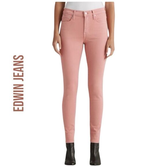 EDWIN ANTHROPOLOGIE Women’s Pixie 9” Jeans in the Size 25 in Petal Pink Color - Picture 2 of 9
